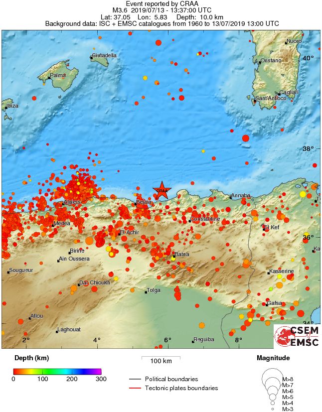 regional depth historical seismicity