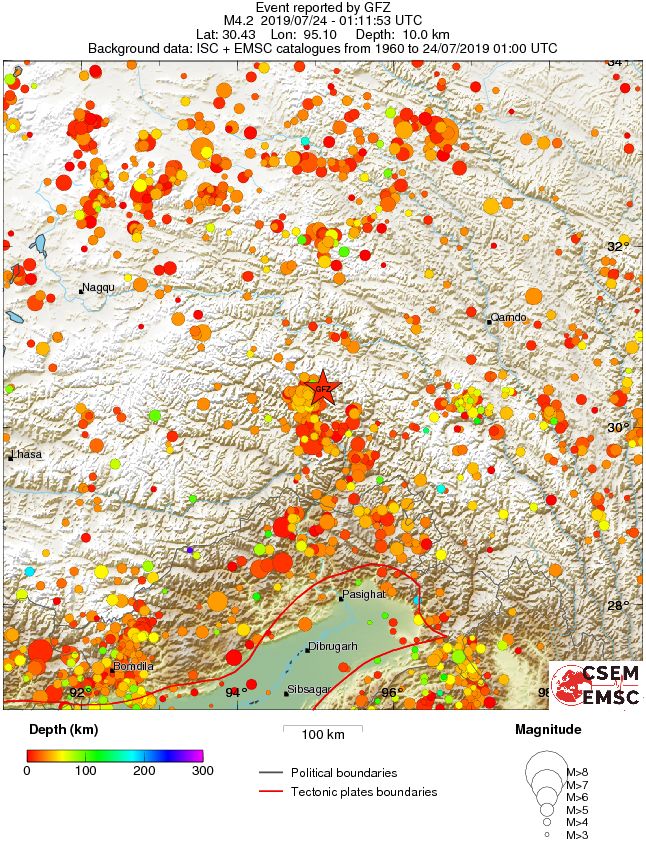 regional depth historical seismicity