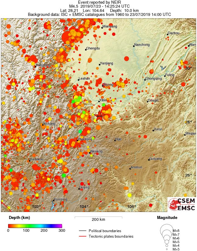 regional depth historical seismicity