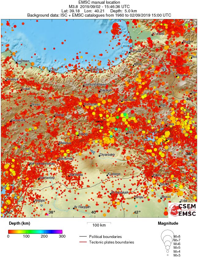 regional depth historical seismicity