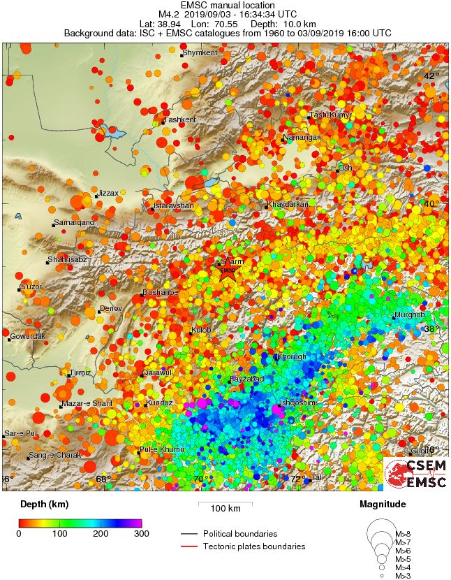 regional depth historical seismicity