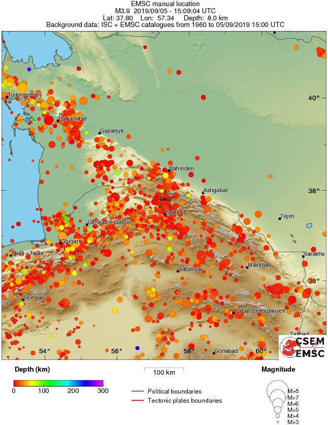 regional depth historical seismicity