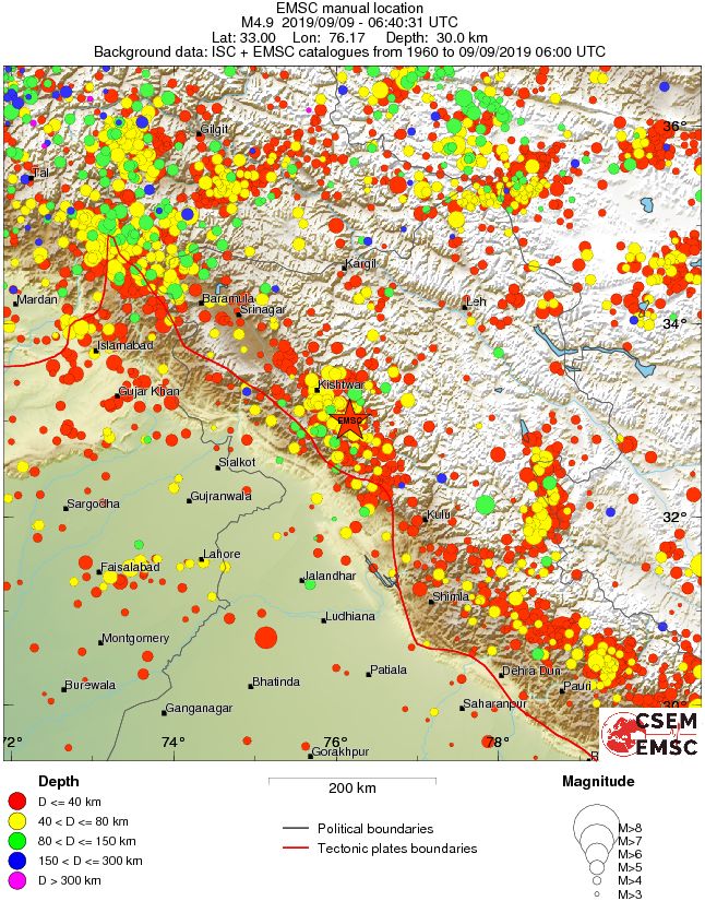 regional historical seismicity