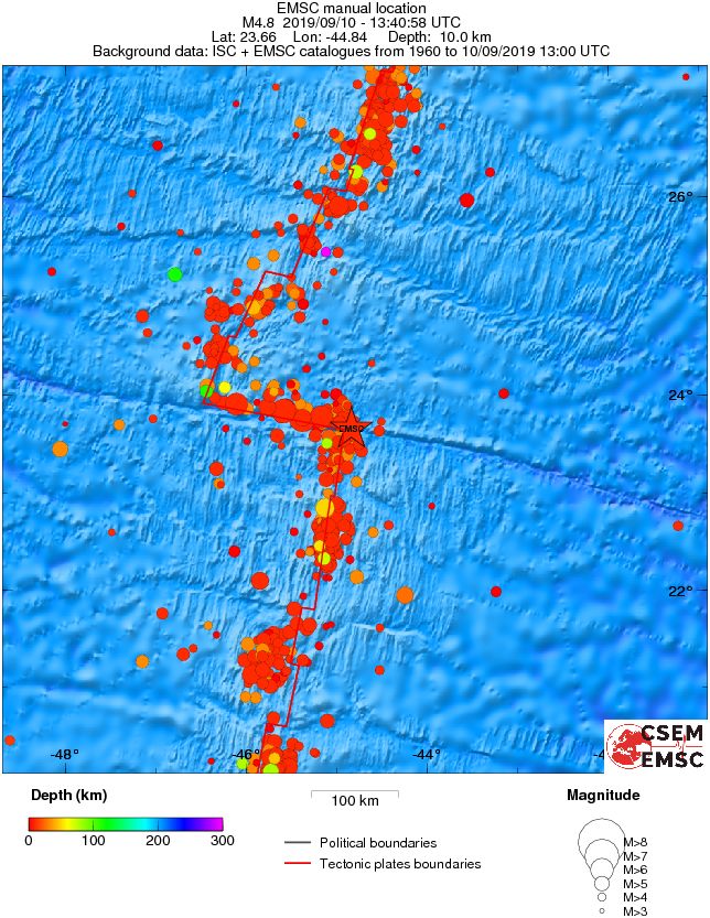 regional depth historical seismicity