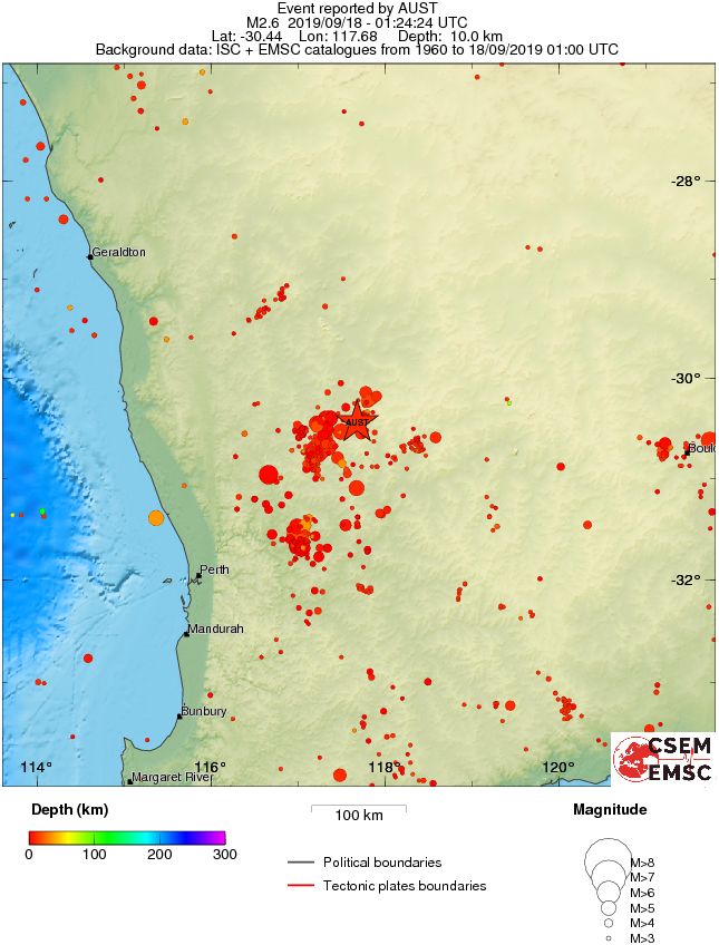 regional depth historical seismicity