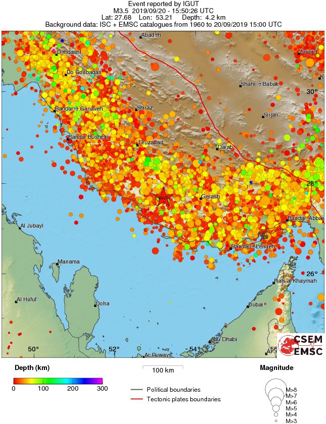 regional depth historical seismicity