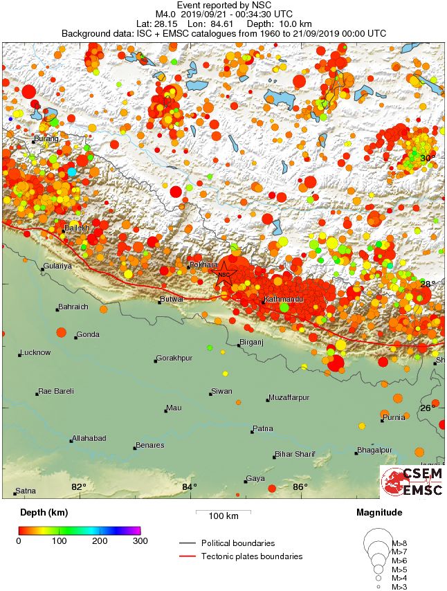 regional depth historical seismicity