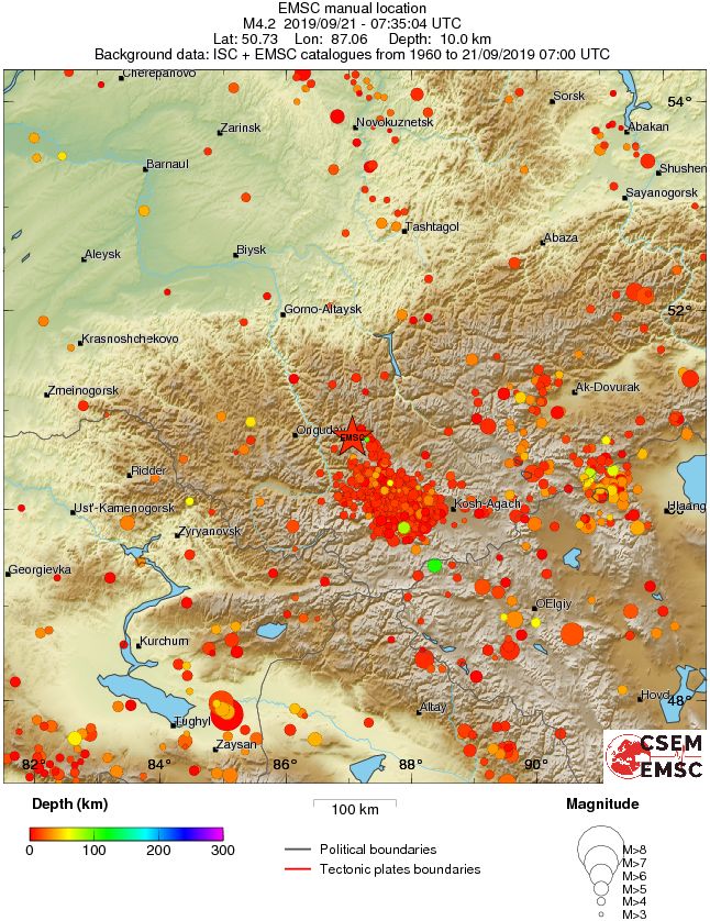 regional depth historical seismicity