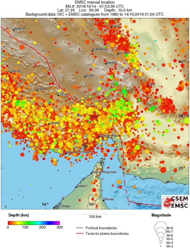 regional depth historical seismicity