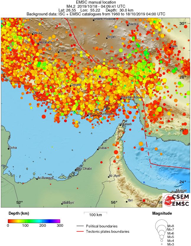 regional depth historical seismicity