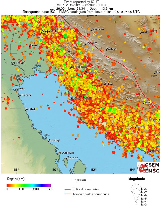 regional depth historical seismicity