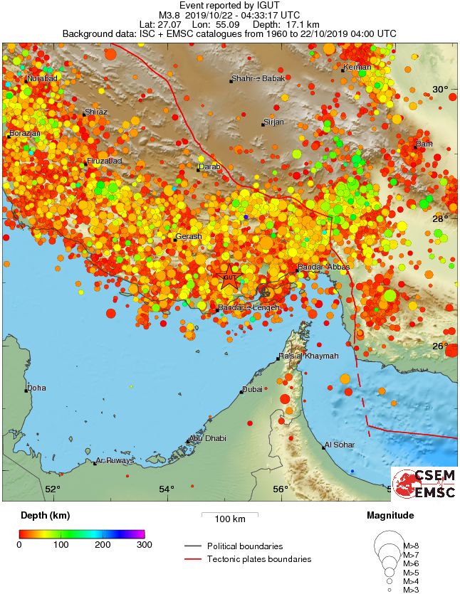 regional depth historical seismicity