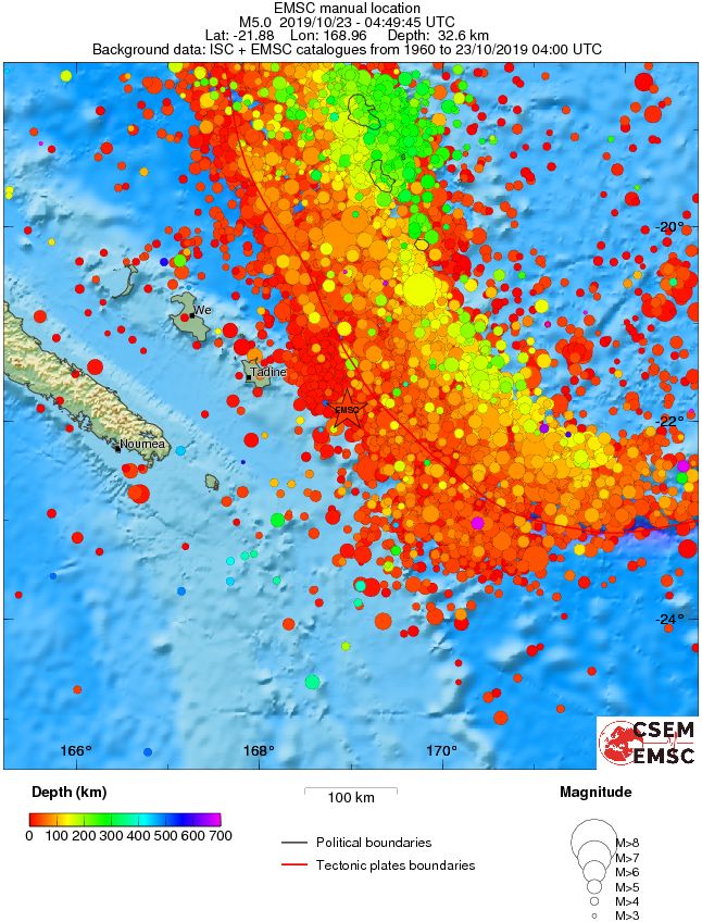 regional depth historical seismicity