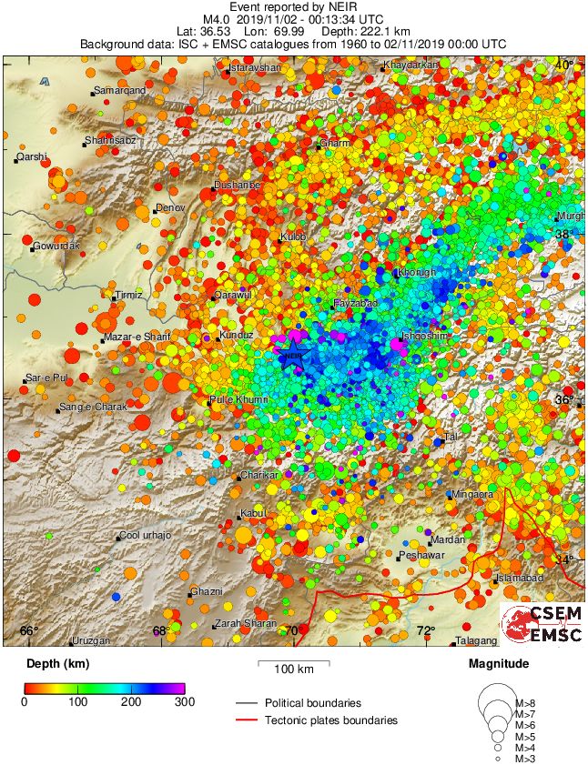 regional depth historical seismicity
