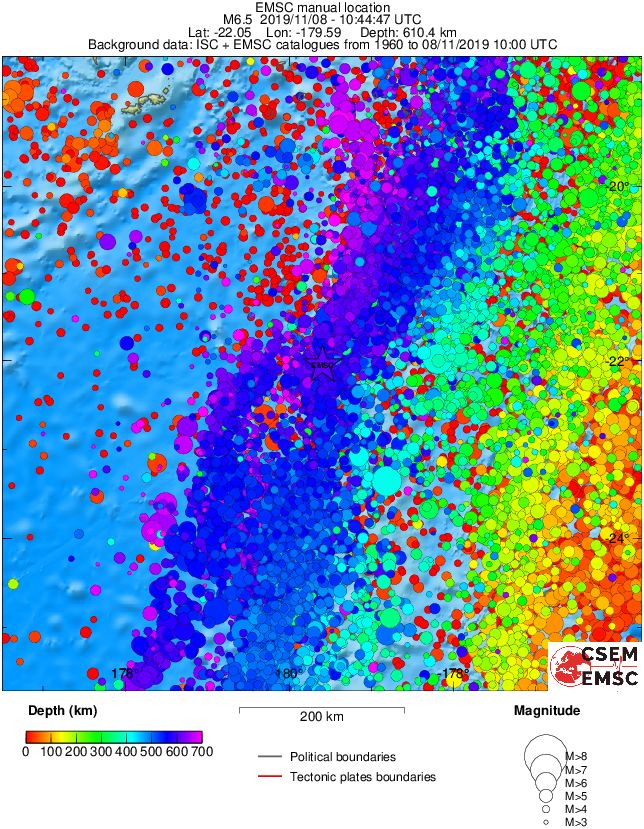 regional depth historical seismicity
