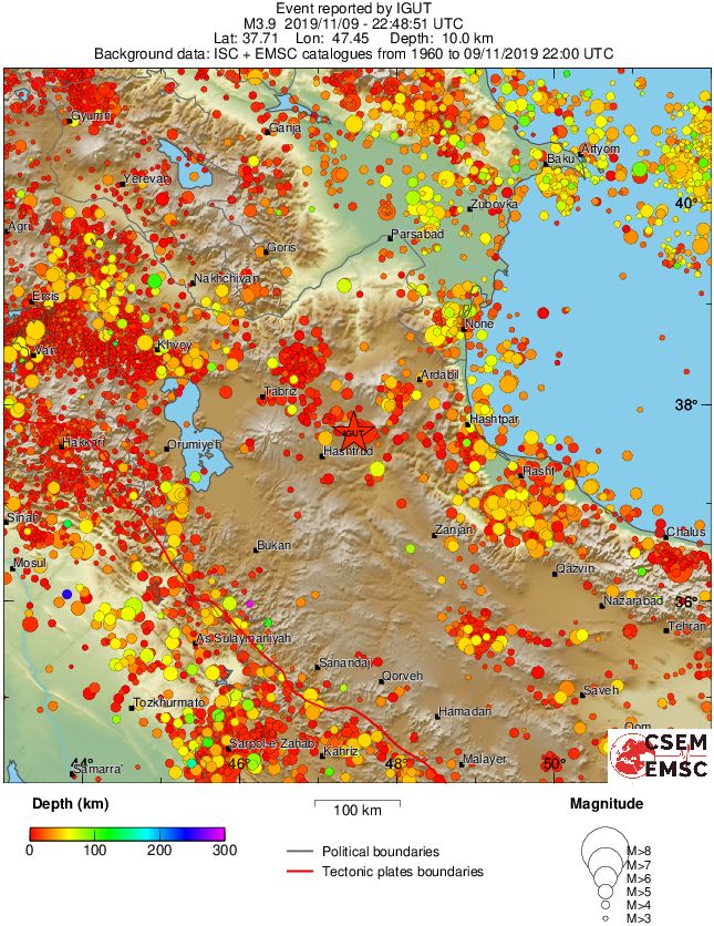 regional depth historical seismicity