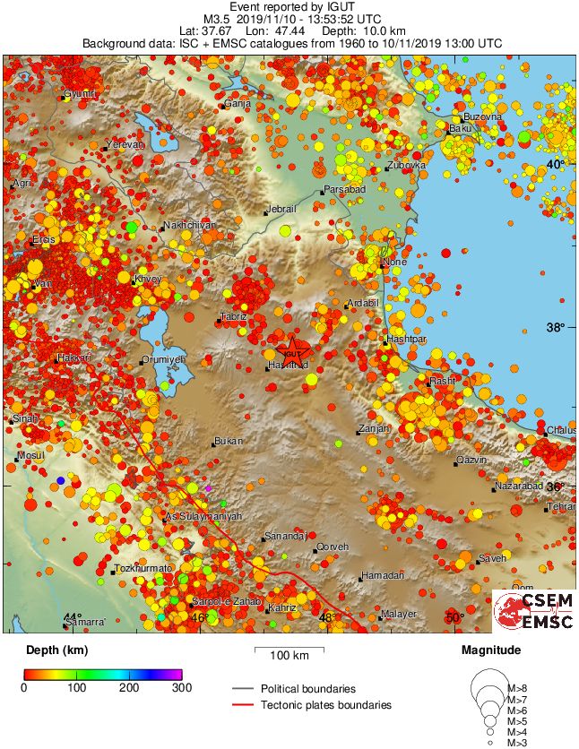 regional depth historical seismicity