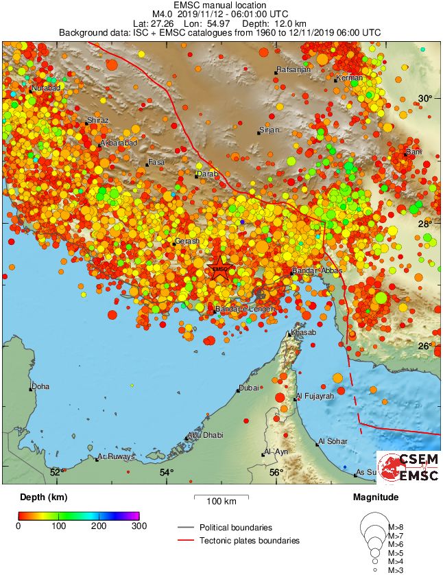 regional depth historical seismicity