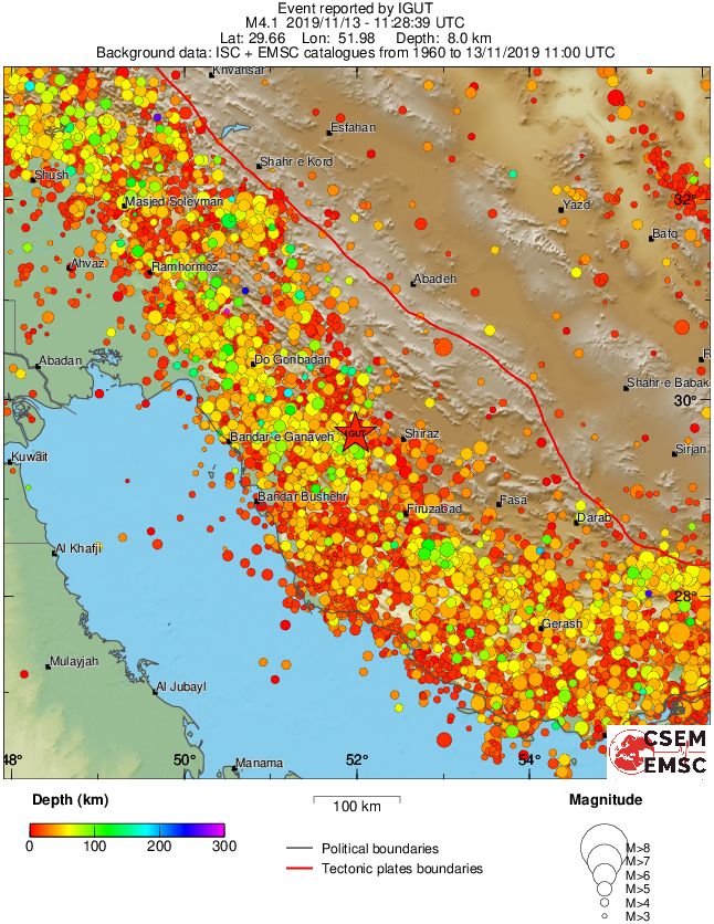 regional depth historical seismicity