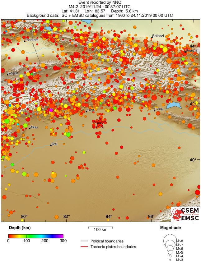 regional depth historical seismicity