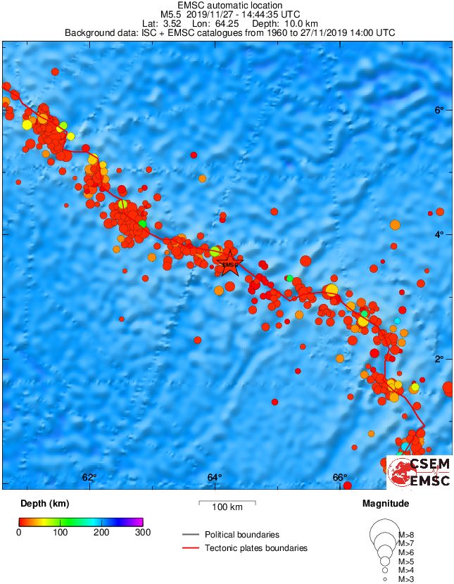 regional depth historical seismicity