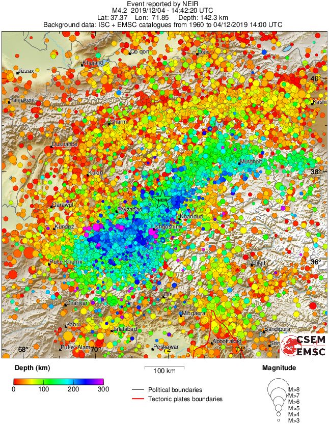 regional depth historical seismicity