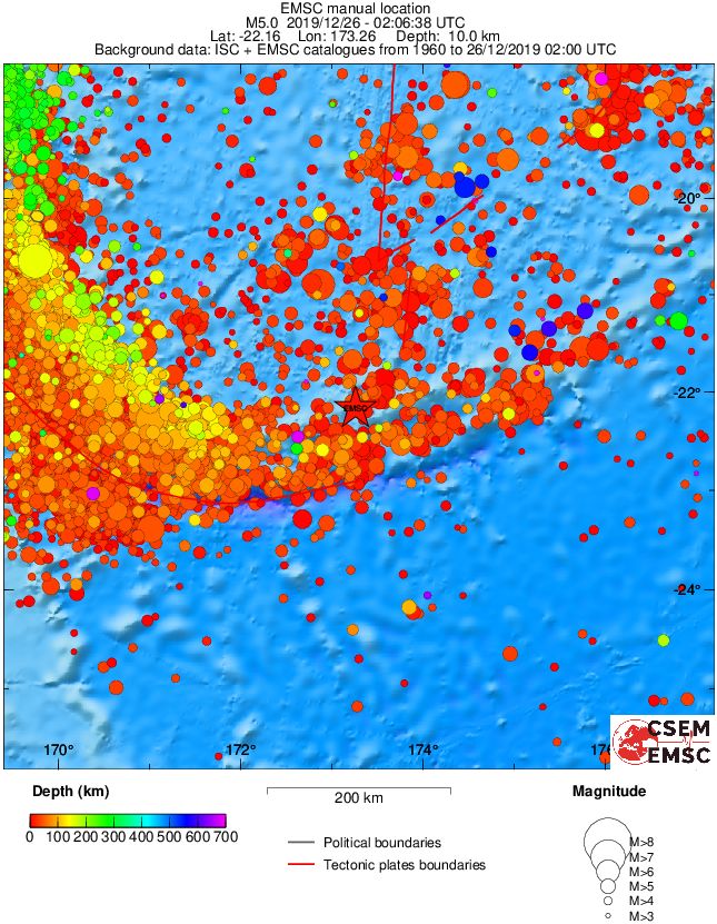 regional depth historical seismicity