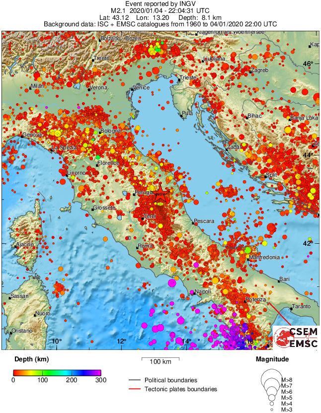 regional depth historical seismicity