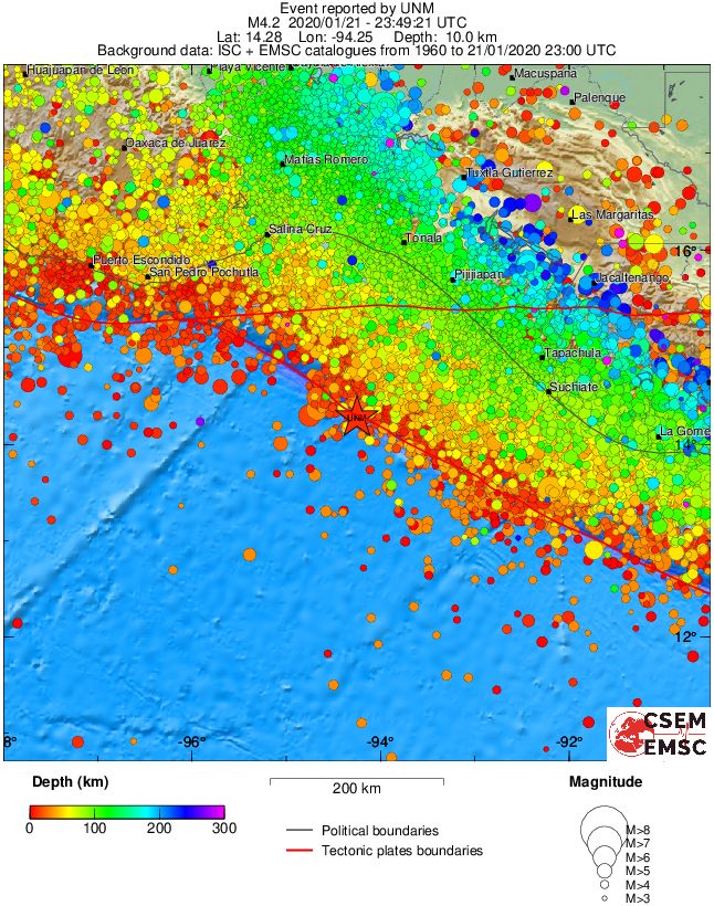regional depth historical seismicity
