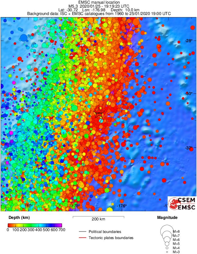 regional depth historical seismicity