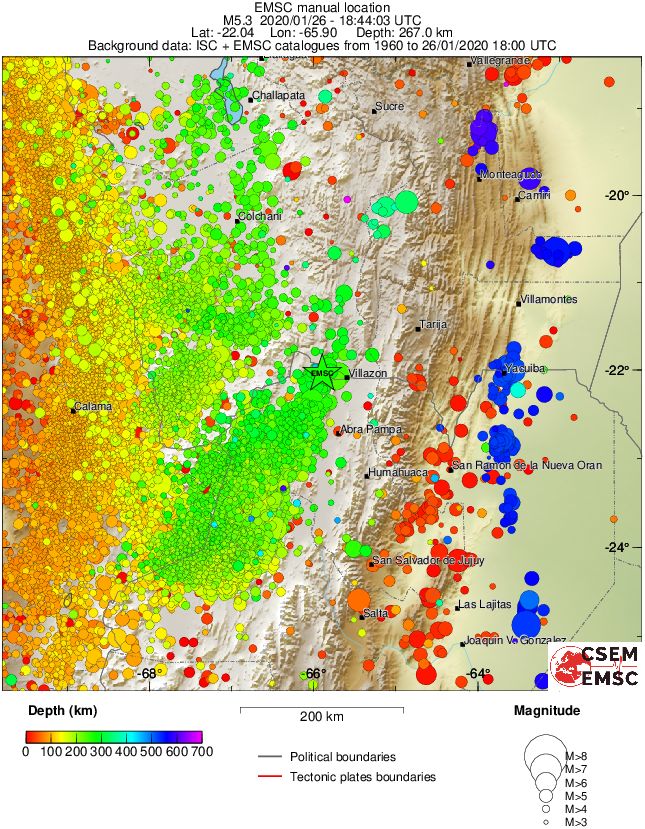 regional depth historical seismicity