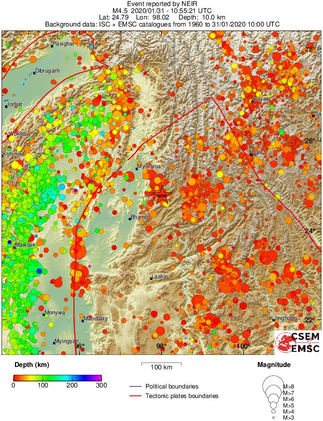 regional depth historical seismicity