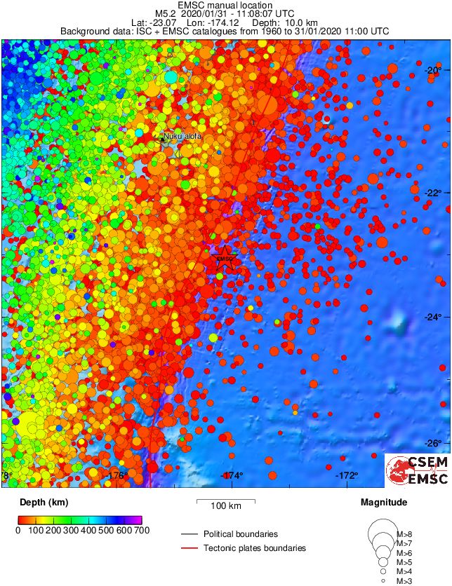 regional depth historical seismicity