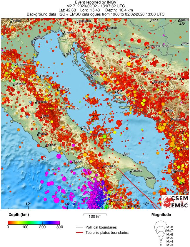 regional depth historical seismicity