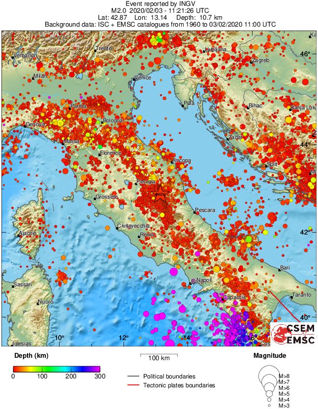 regional depth historical seismicity