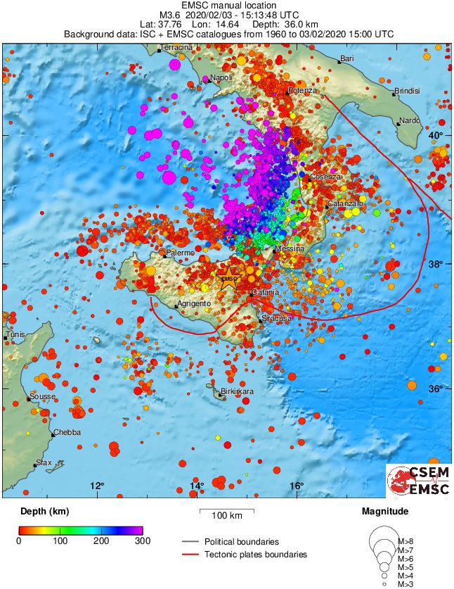 regional depth historical seismicity