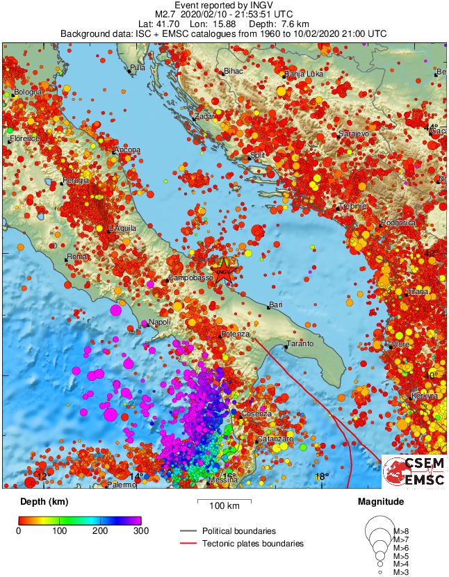 regional depth historical seismicity