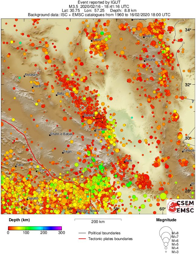 regional depth historical seismicity