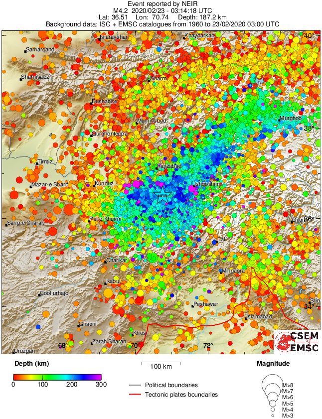 regional depth historical seismicity