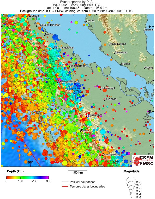 regional depth historical seismicity