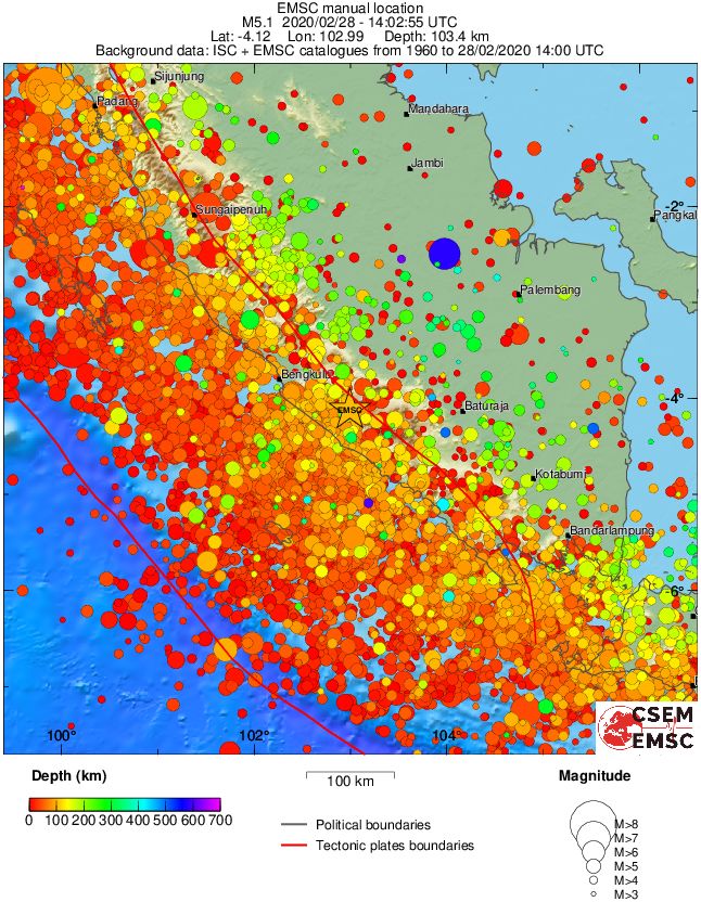 regional depth historical seismicity