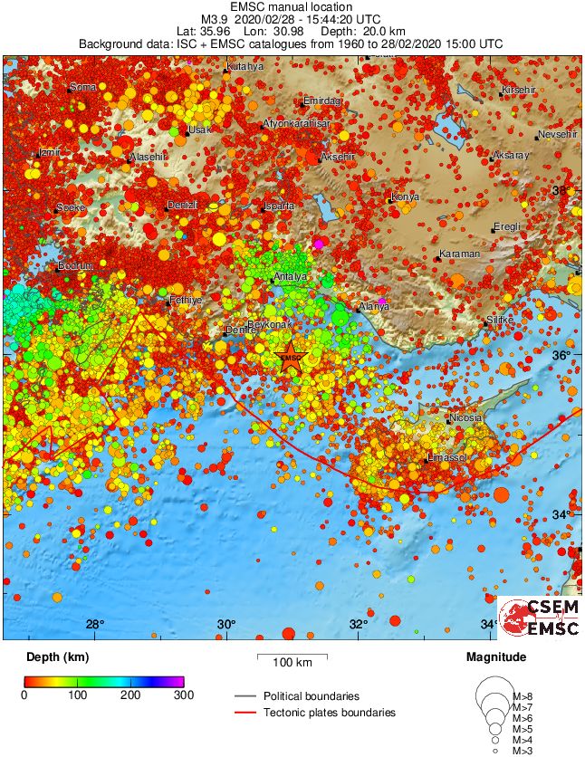 regional depth historical seismicity