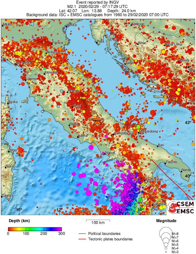 regional depth historical seismicity