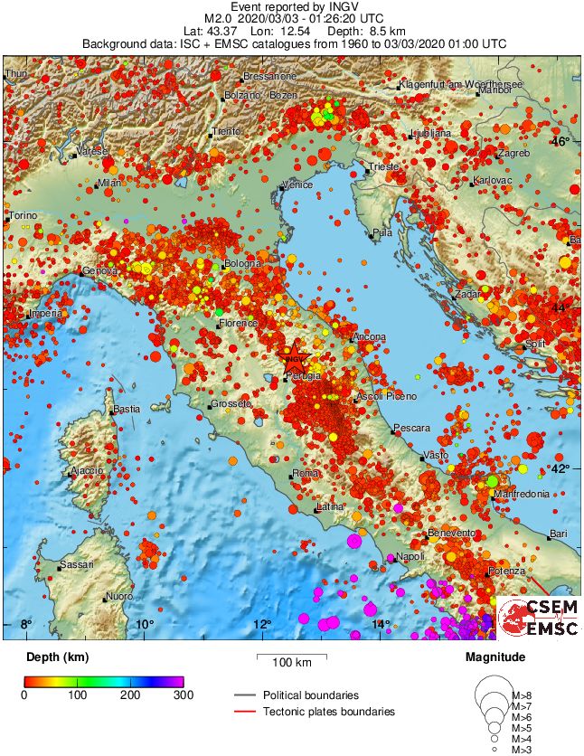 regional depth historical seismicity