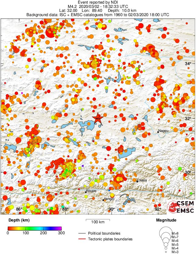 regional depth historical seismicity