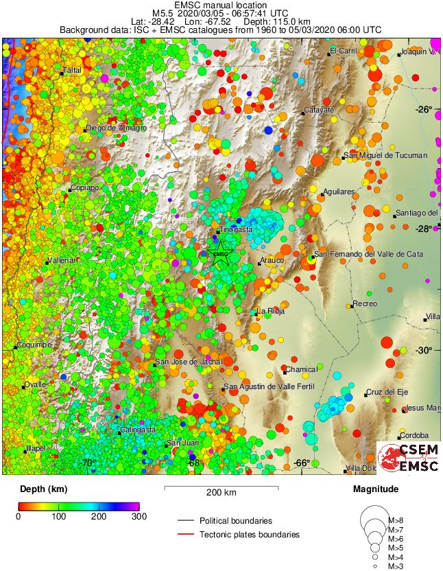 regional depth historical seismicity