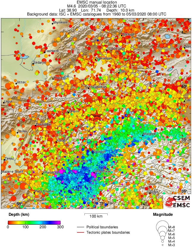 regional depth historical seismicity