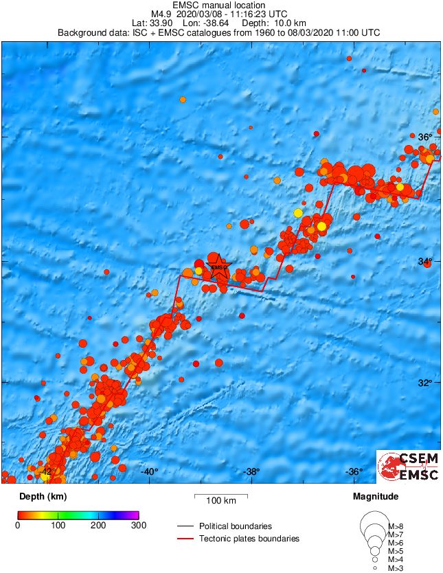 regional depth historical seismicity