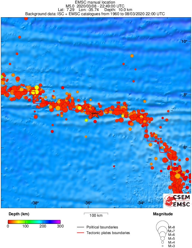 regional depth historical seismicity