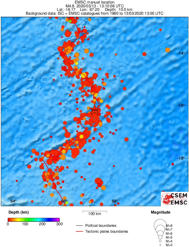 regional depth historical seismicity